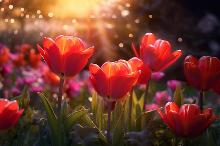 red tulips close up.の写真素材