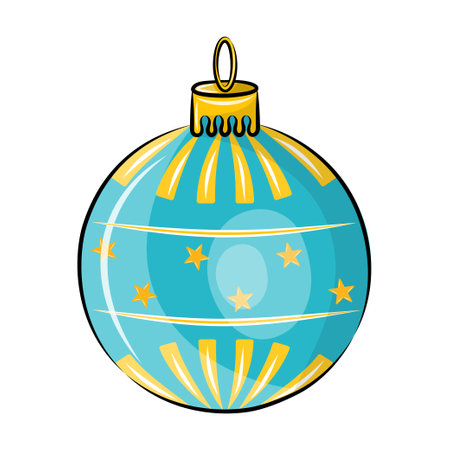 Christmas ornament for Christmas tree blue with yellow.のイラスト素材