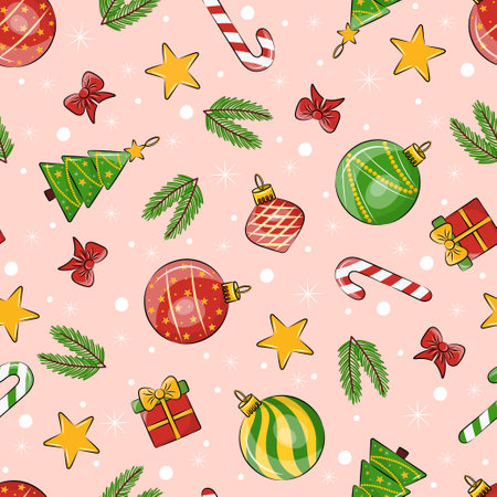 Seamless Christmas Ornament Pattern ,Vector.のイラスト素材