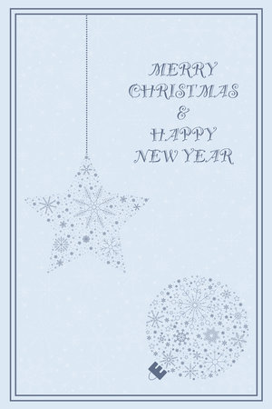 Christmas and New Year Card on Blue Background.のイラスト素材