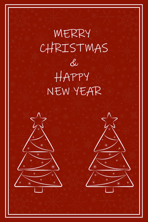 Christmas and New Year Card on Red Background.のイラスト素材