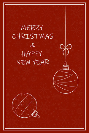 Christmas and New Year Card on Red Background.のイラスト素材