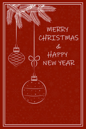 Christmas and New Year Card on Red Background.のイラスト素材