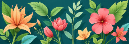 Pattern Flowers on a Light Backgroundの写真素材