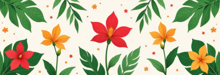 Pattern Flowers on a Light Backgroundの写真素材