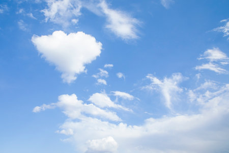 blue sky background with white clouds.の写真素材