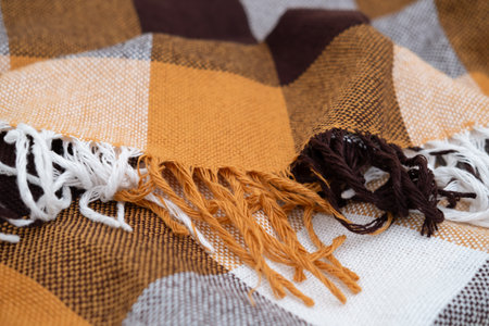 Autumn warm plaid blanket.