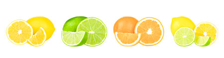 Citrus Fruit Set Lemon,Lime,Orange Isolate.の写真素材