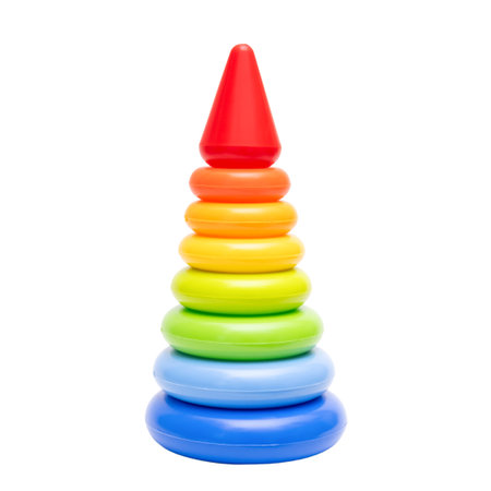 bright children's toy pyramid isolate.の写真素材