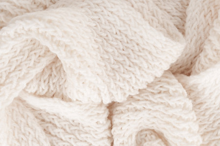 Wool knitwear white background Close-up.の写真素材