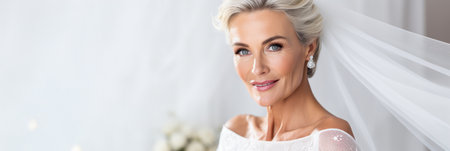 Portrait of an elderly beautiful bride in a beauty salon.の素材