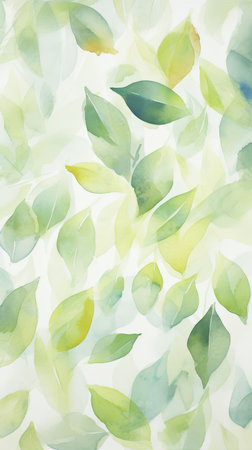 Watercolor leaves patternの写真素材