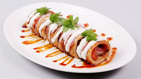 kebab in a plate close-up.の写真素材