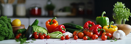 Fresh vegetables and ingredients.