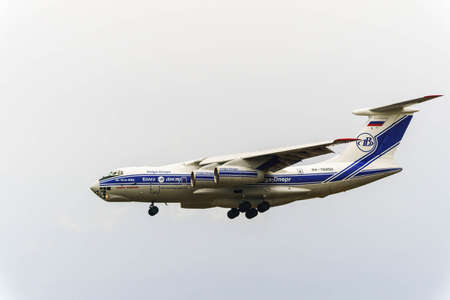 Kuala Lumpur, Malaysia, 17th Feb 2017, Ilyushin Cargo aircraft on landing approach at the airportのeditorial素材