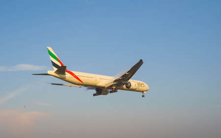 Kuala Lumpur Internal Airport, Malaysia, 8th March, 2017, Emirates Airline aircraft landing at the airportのeditorial素材
