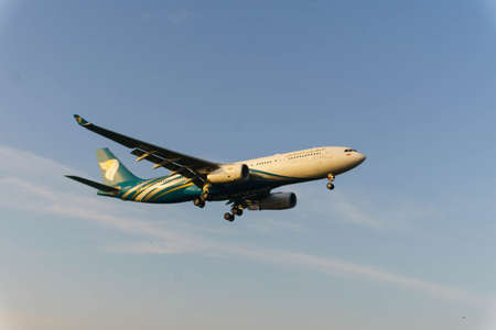 Kuala Lumpur Internal Airport, Malaysia, 8th March, 2017, Oman Air aircraft landing at the airportのeditorial素材