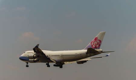 Kuala Lumpur, Malaysia, 15th March 2017, China Airlines Boeing 747 Cargo aircraft on landing approach at the airportのeditorial素材