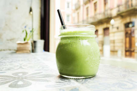 Green smothiee. Detox superfoodの写真素材