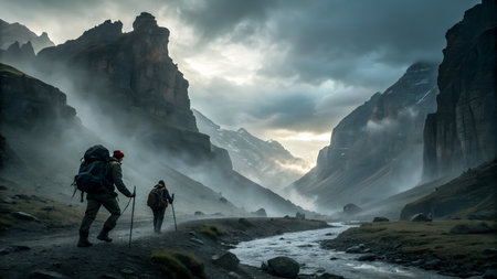 Trekking in Glacier National Park, South Island, New Zealandの素材