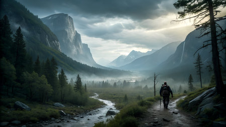 Yosemite National Park, California, United States. Panoramic viewの素材