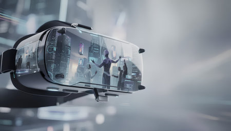 Virtual reality glasses 3d rendering, VR headset, 3d illustrationの素材