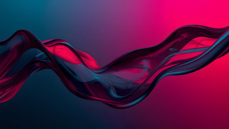 3d rendering of abstract wavy shape on colorful background. Creative concept of liquid wave.の素材