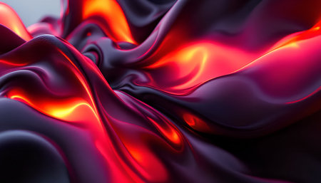abstract red and black wavy liquid background. 3d render illustrationの素材