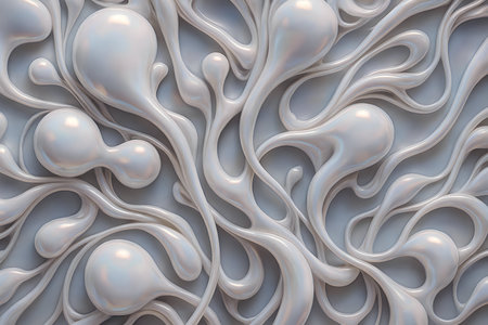 3d rendering, abstract background, white wavy pattern, computer generated imagesの素材