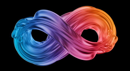 3d render, abstract background with colorful flowing fabric, isolated on blackの素材