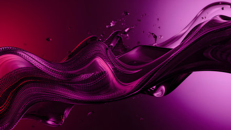 3d illustration of abstract background, black and purple liquid with wavesの素材