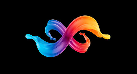 Colorful paint splashes isolated on black background. 3d renderingの素材