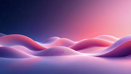 3d render, abstract background, pink and purple waves, 3d illustrationの素材