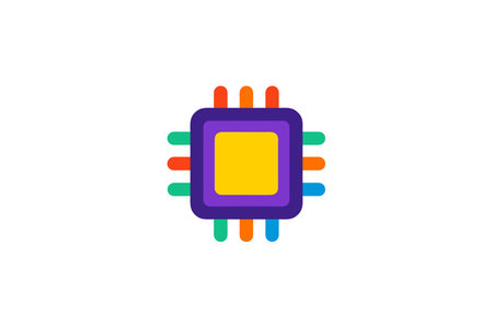 CPU icon vector, filled flat sign, solid colorful pictogram isolated on white. Symbol, ...