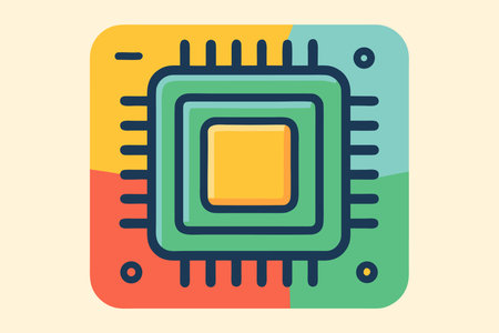 CPU chip flat icon, vector graphics, a colorful linear pattern on a light background, eps 10.
