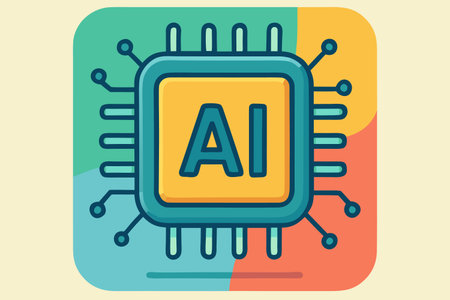 Artificial intelligence concept with chip. Vector illustration in flat style.のイラスト素材