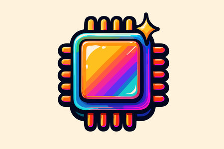 CPU  design vector icon illustration. Computer chip  design template.