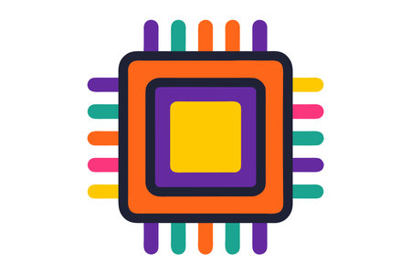 Microprocessor icon, microprocessor vector graphics, a filled pattern on a white background, eps 10.