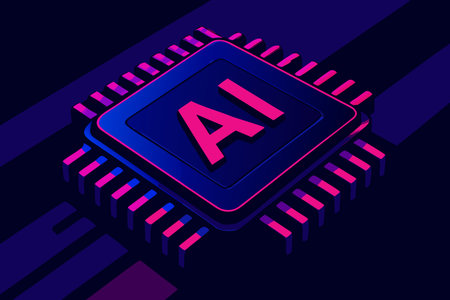 AI Artificial intelligence icon in isometric 3d style. Vector illustration.