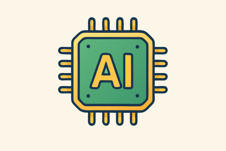 Artificial intelligence (AI) icon. Microchip vector illustration.のイラスト素材