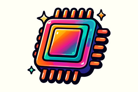 Vector illustration of CPU icon. Computer chip, microchip, microprocessor, processor.のイラスト素材