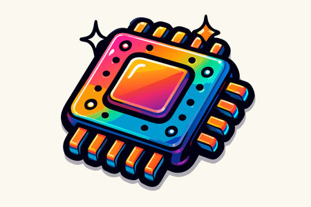 CPU icon in cartoon style. Vector illustration isolated on white background.