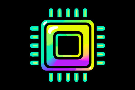 CPU vector icon. Microprocessor, chip, processor, microcircuit symbol.