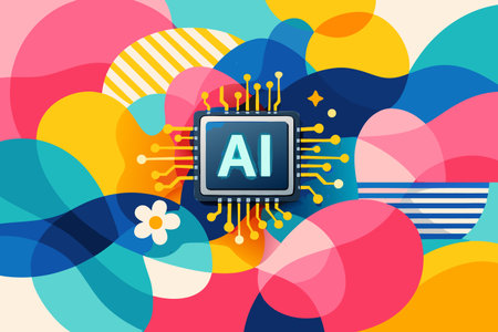 Artificial intelligence concept. Cpu microprocessor on abstract background. Vector illustrationのイラスト素材