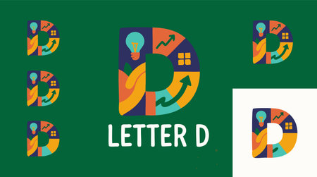 Letters of the alphabet. Colorful vector font. Letter Dのイラスト素材
