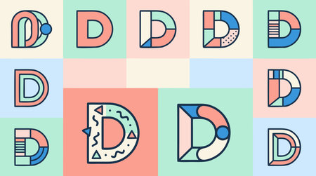 Set of letter D. Alphabet with geometric shapes. Vector illustration.のイラスト素材