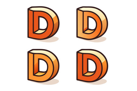 Vector set of 3d letter D. Isolated on white background.のイラスト素材