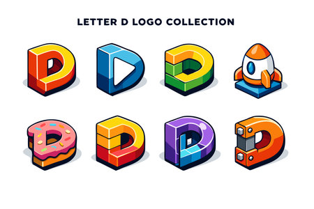Set of 3d isometric icons of letters D, B, C, D, E, G, H. Vector illustrationのイラスト素材