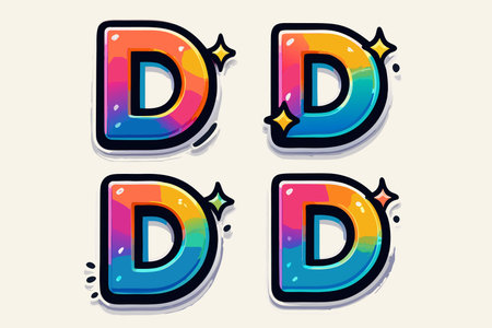 Colorful letter D and D in cartoon style. Vector illustration.のイラスト素材