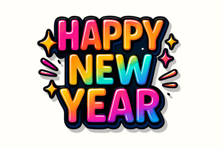 Happy New Year lettering in 3d style. Vector illustration.のイラスト素材